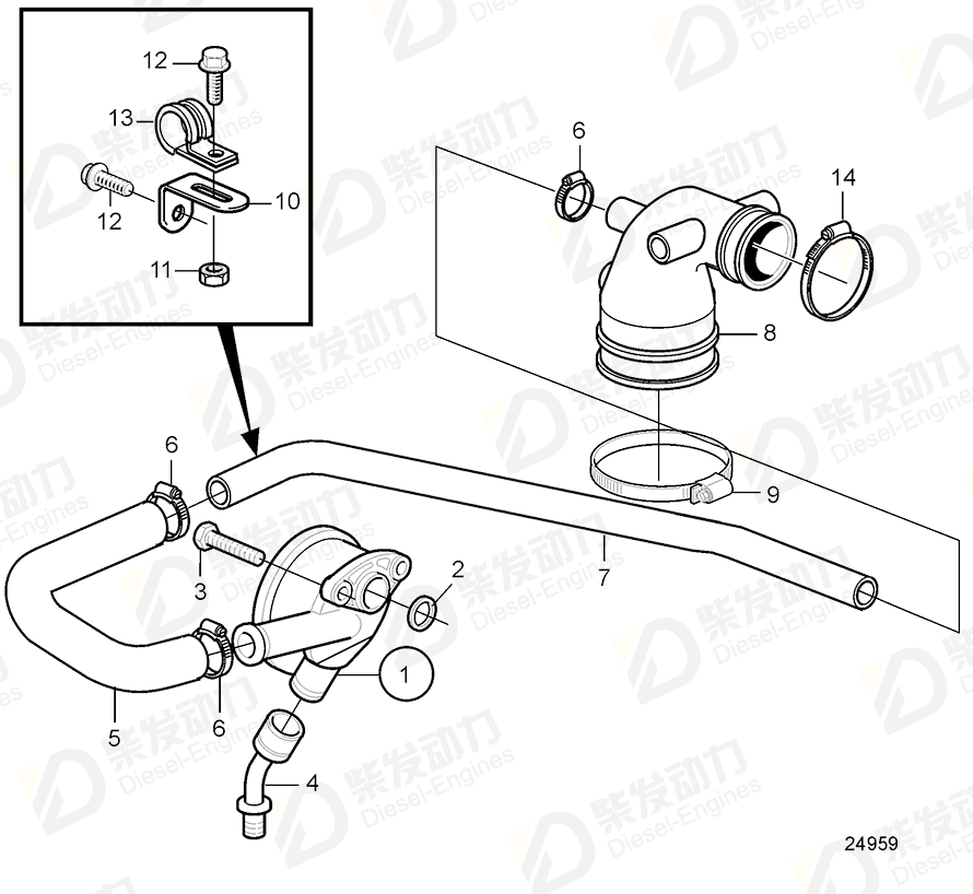 volvo penta Breather pipe 20758402 Drawing volvo penta Breather pipe 20758402 Drawing